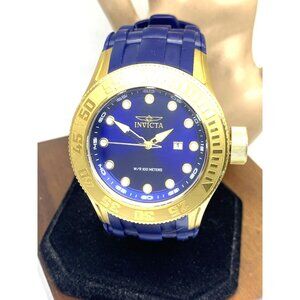 Invicta Men's Watch 22244 Pro Diver Quartz Gold Blue Dial Rubber Band 50mm
